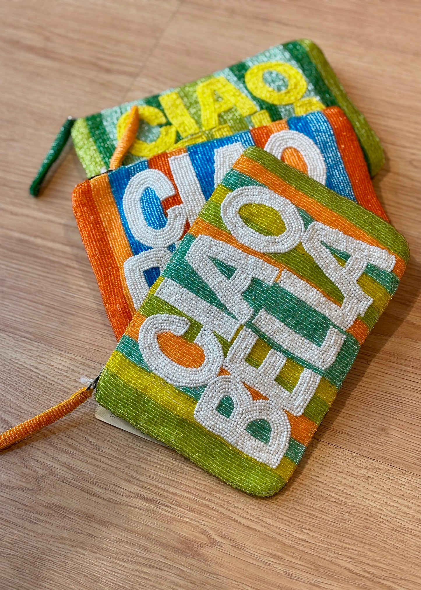 Cartera Bits ” Ciao Bella” Verde y Naranja