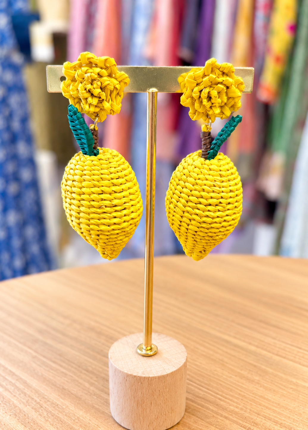 Pendientes iraca limón