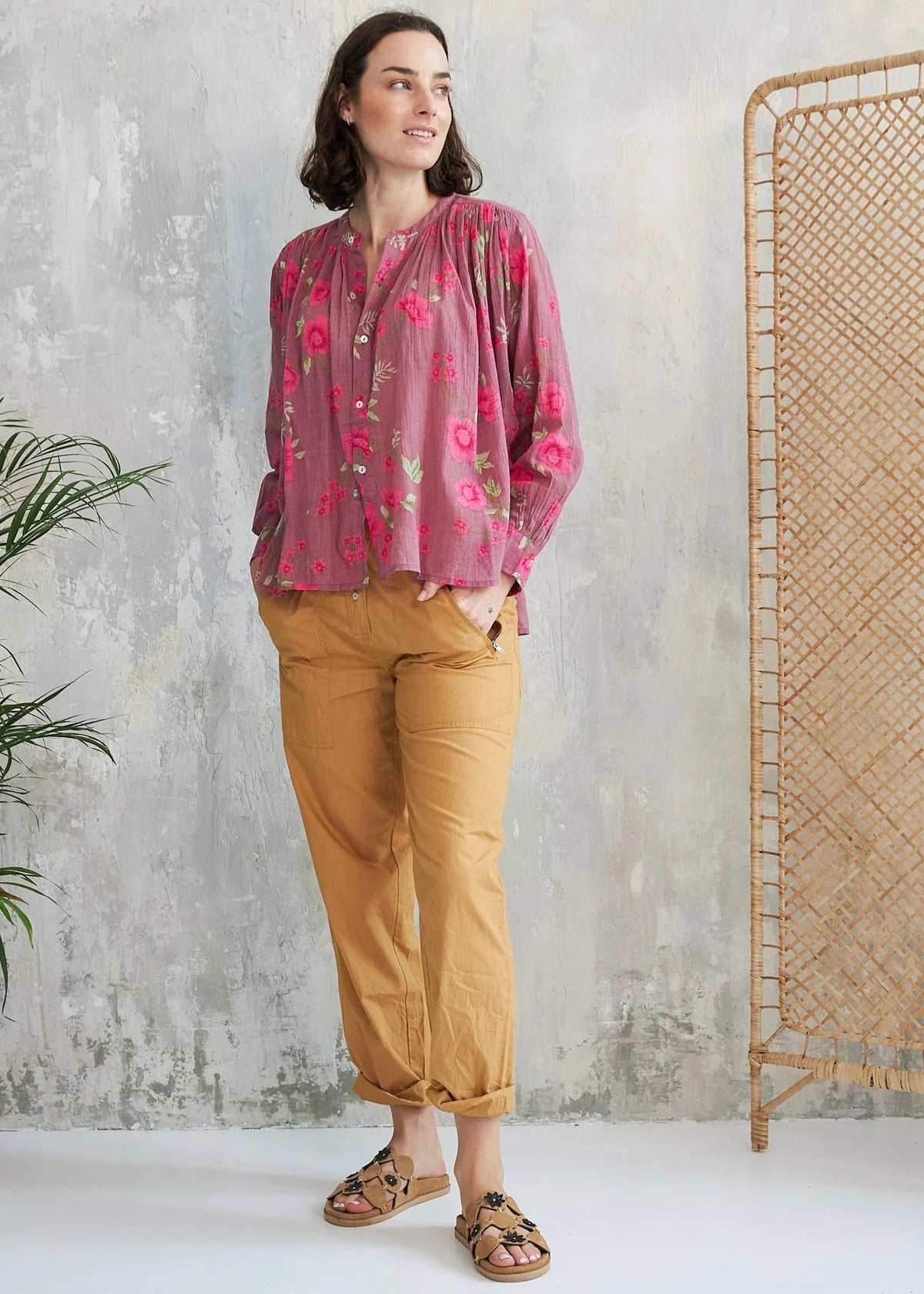 Blusa estampada de manga larga