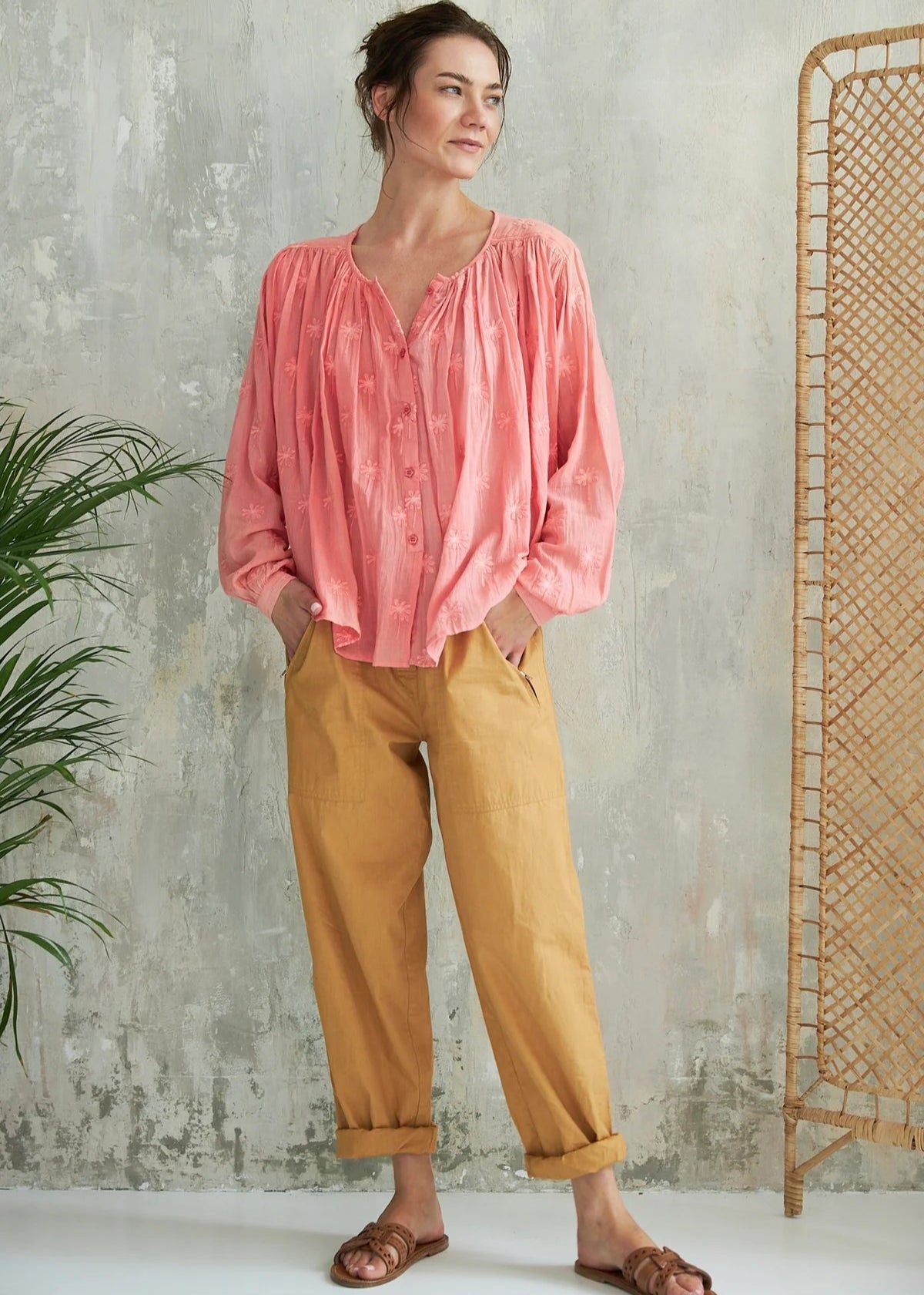 Blusa manga larga rosa Lolla
