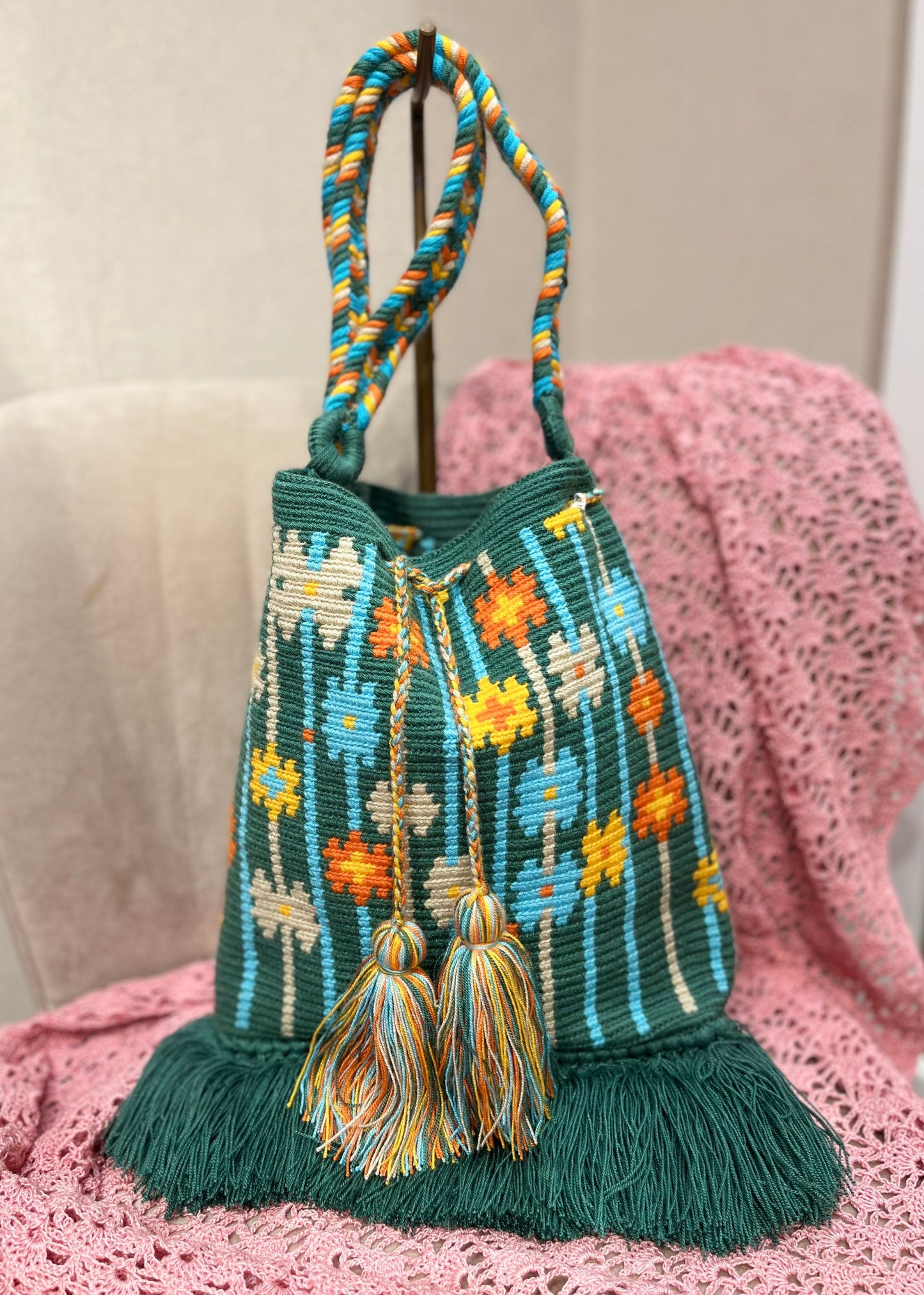 Bolso wayuu flores
