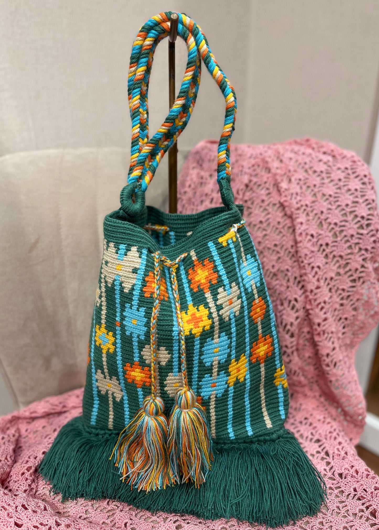 Bolso wayuu flores