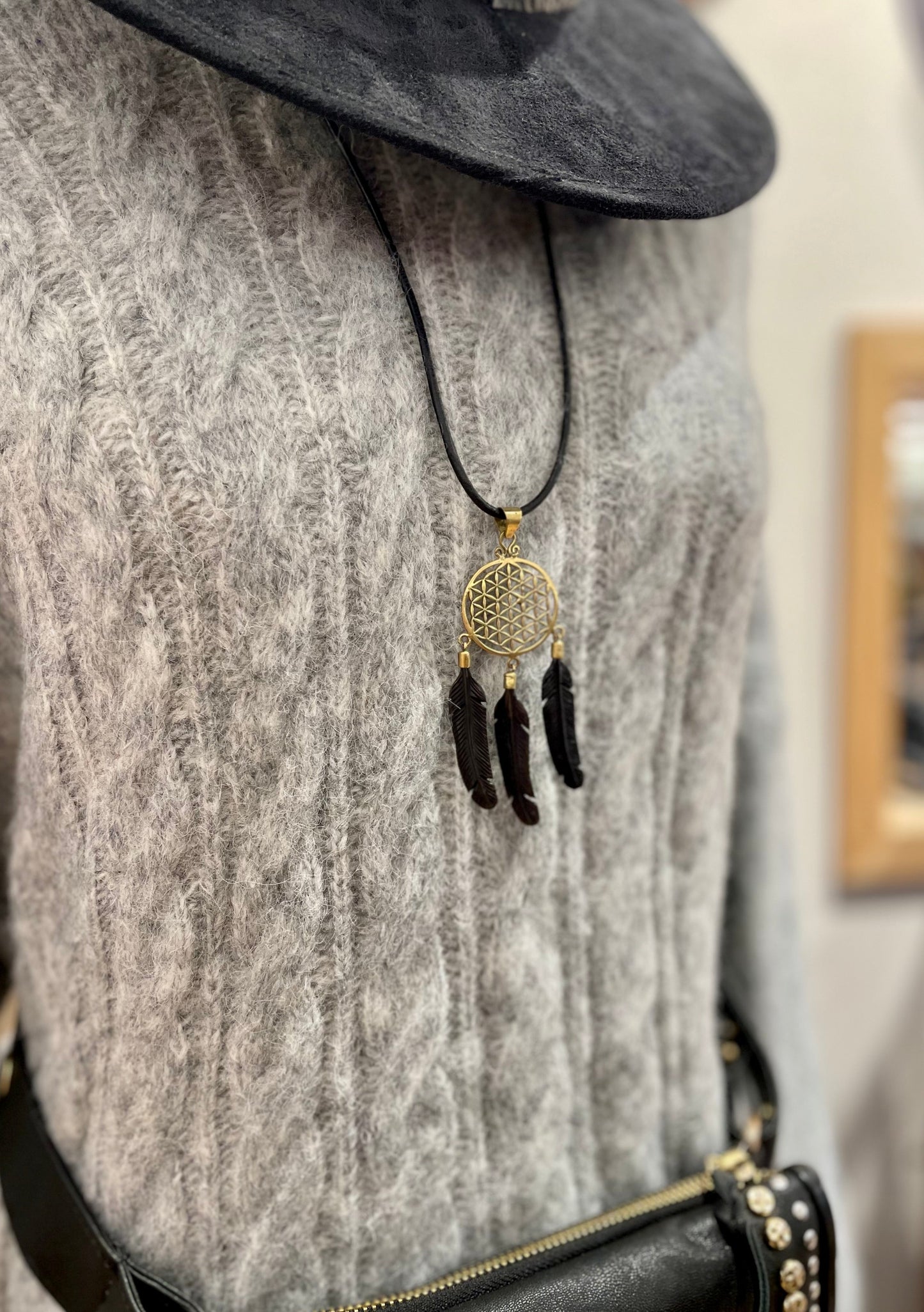 Collar atrapasueños plumas negras