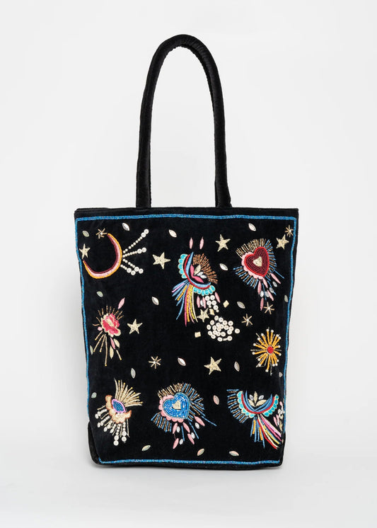 Bolso terciopelo shopper bordado