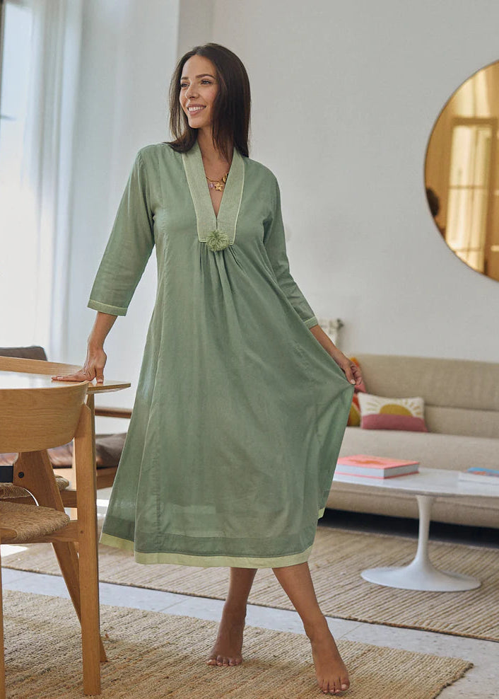 Vestido liso verde Anaelle