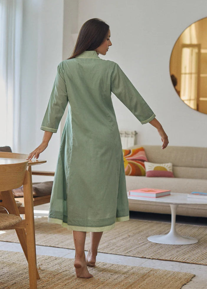 Vestido liso verde Anaelle