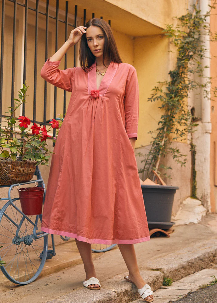Vestido liso rosa Anaelle