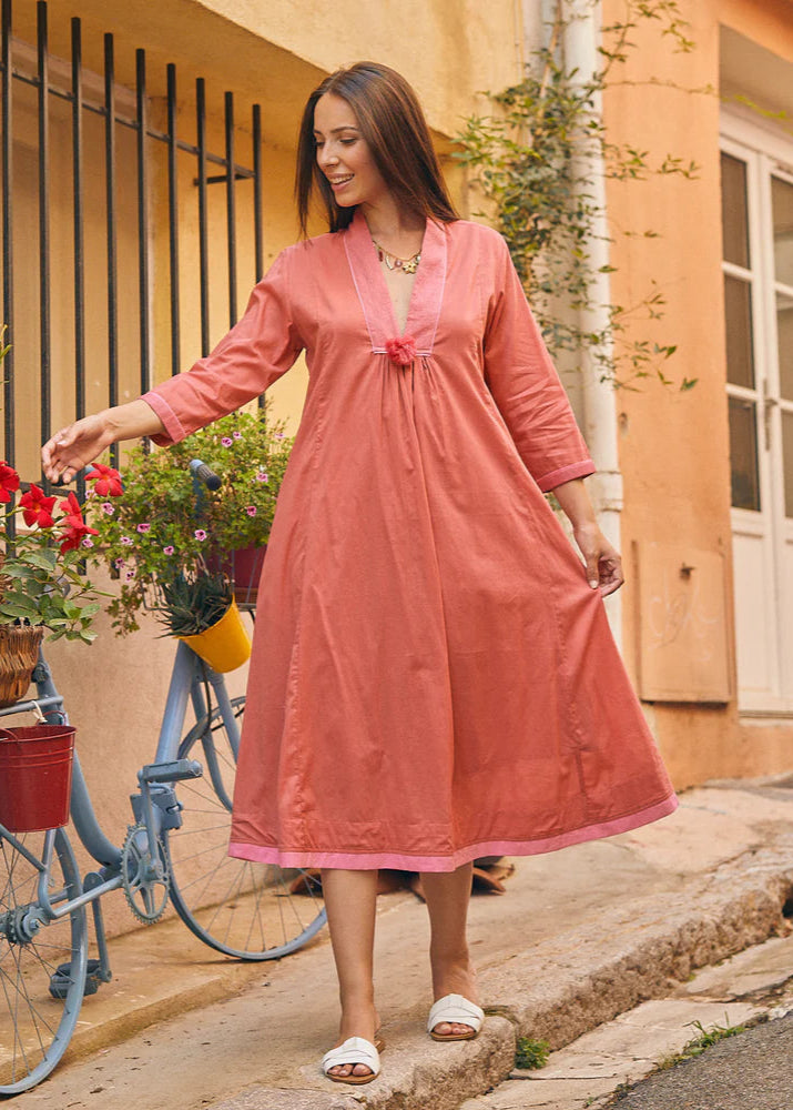 Vestido liso rosa Anaelle