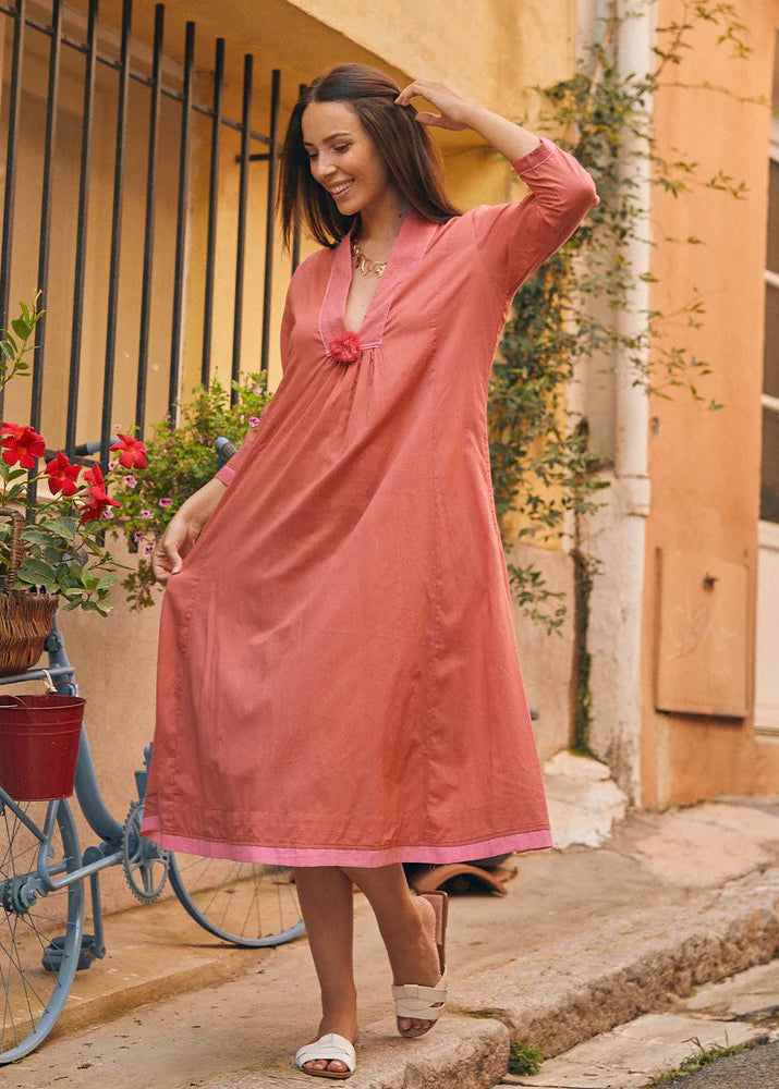 Vestido liso rosa Anaelle