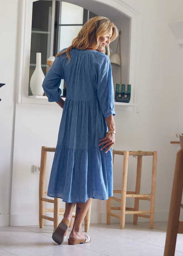 Vestido liso azul Angela