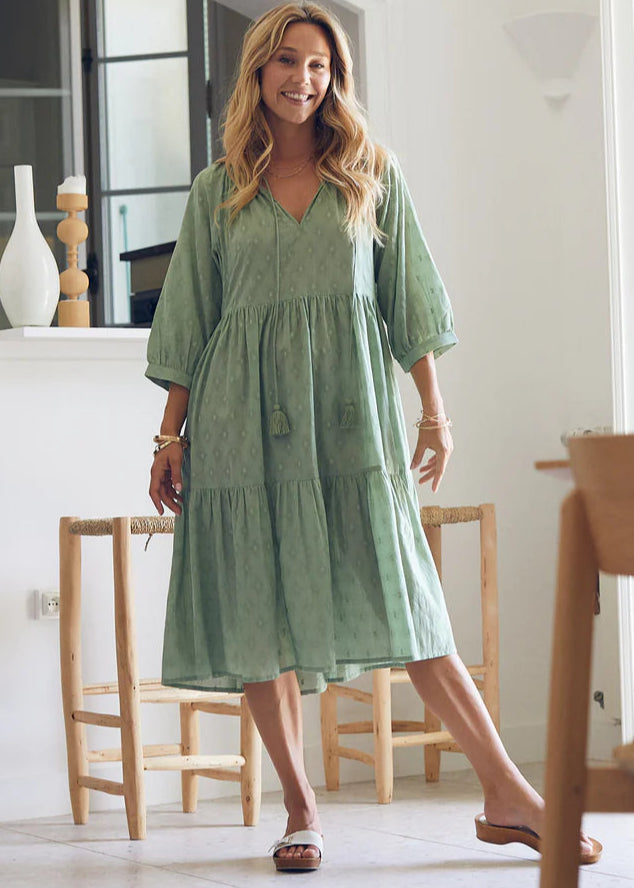 Vestido liso verde Angela