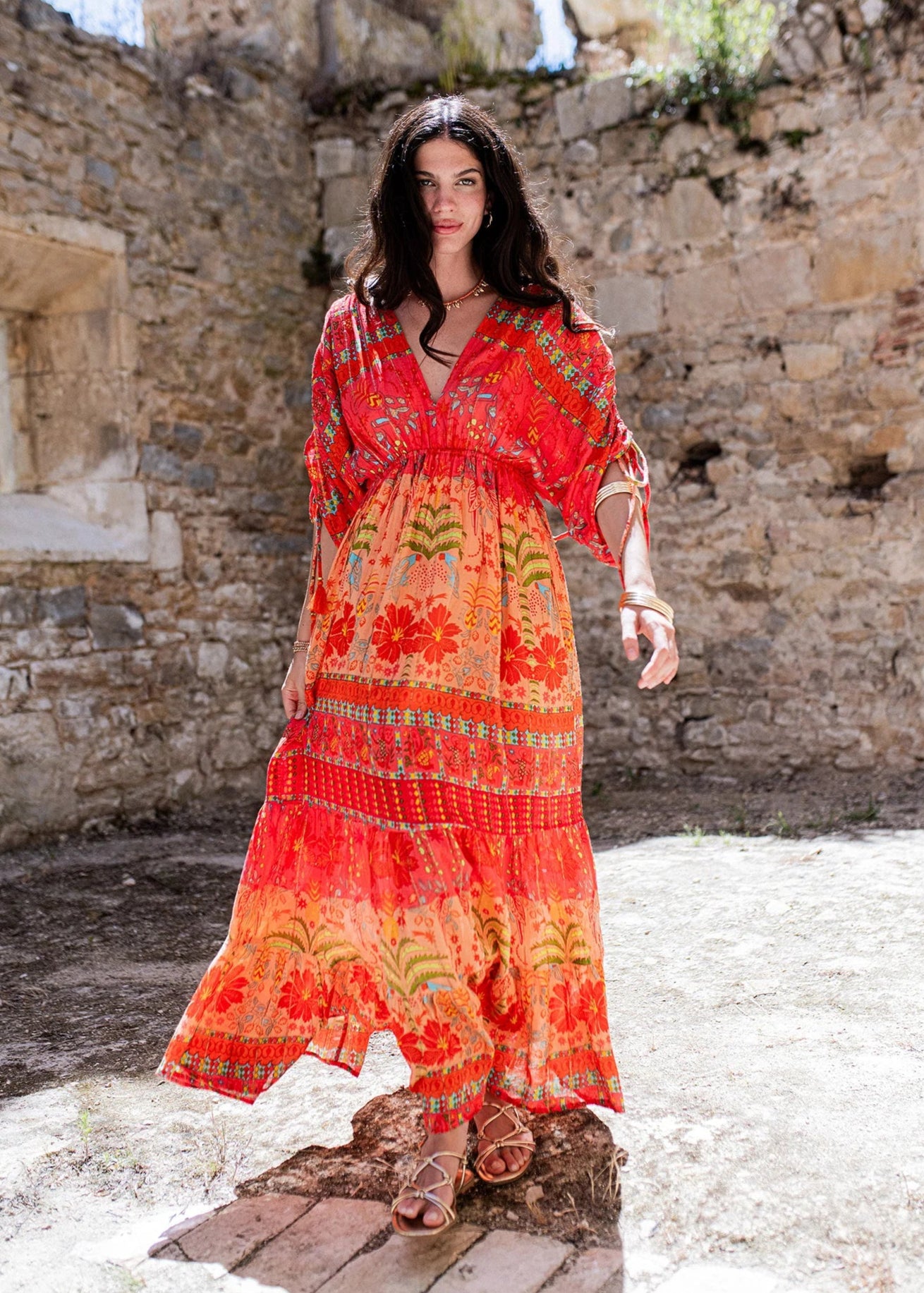 Vestido con mangas naranja