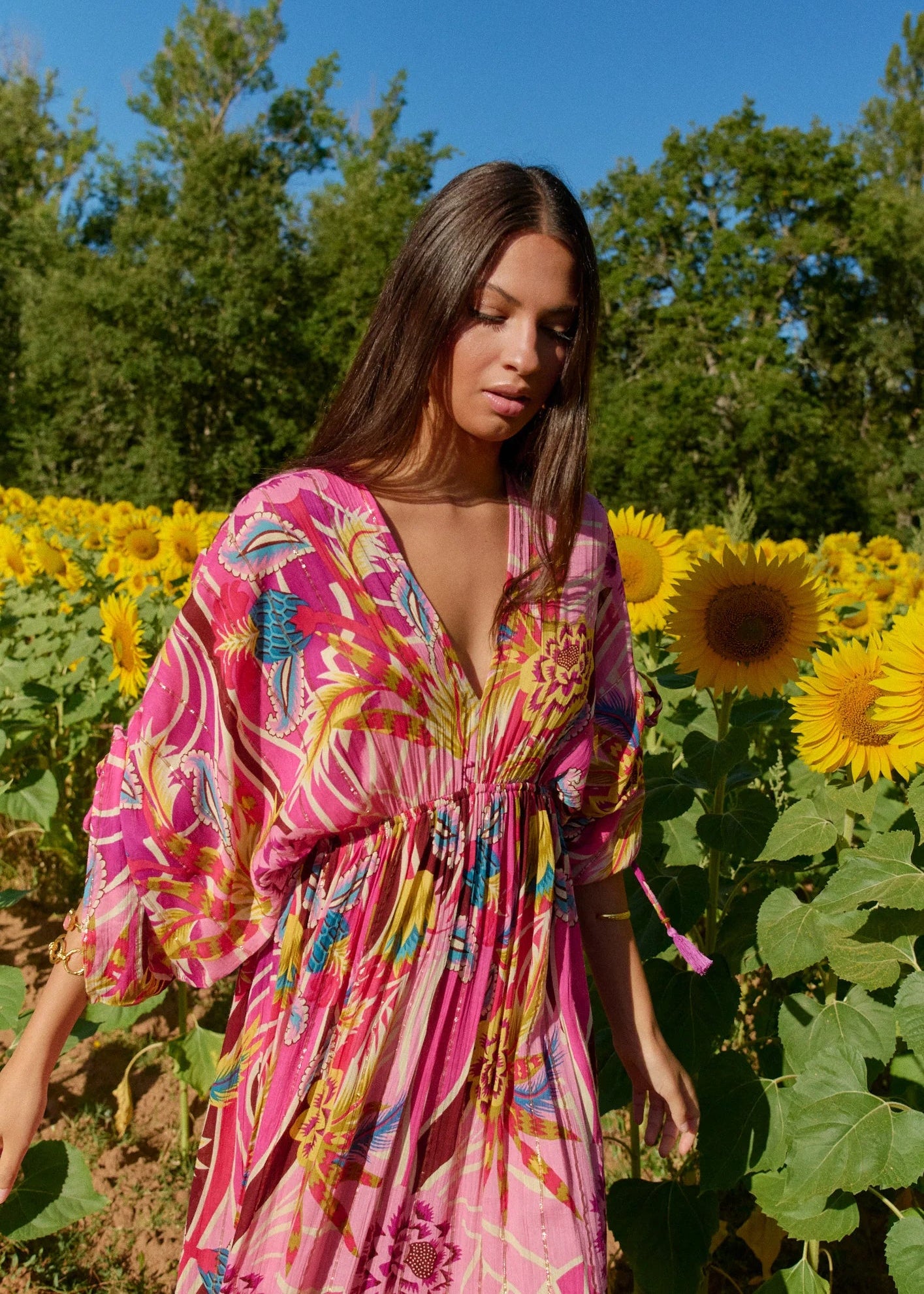Vestido largo rosa Positano