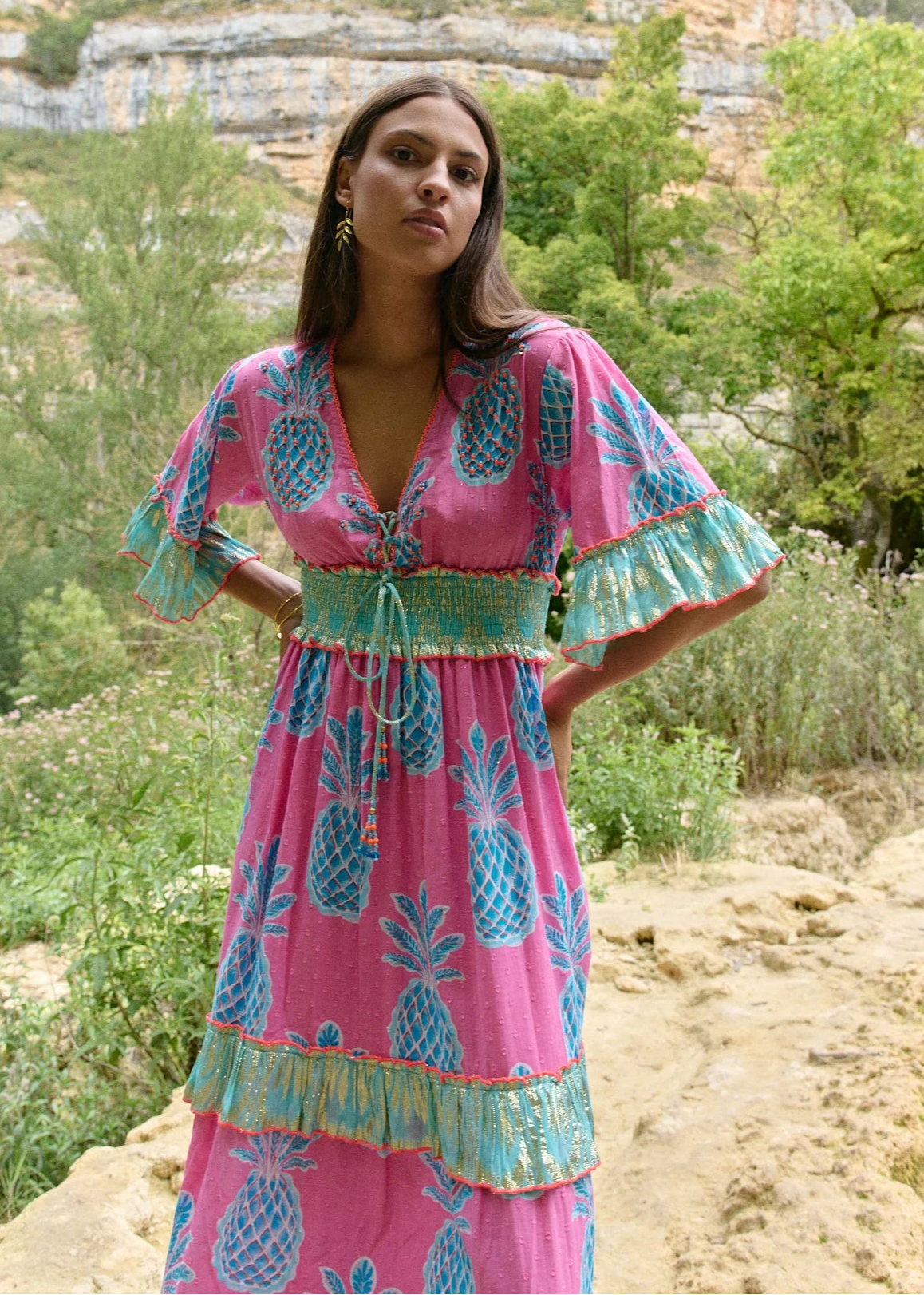 Vestido largo Pineapple rosa