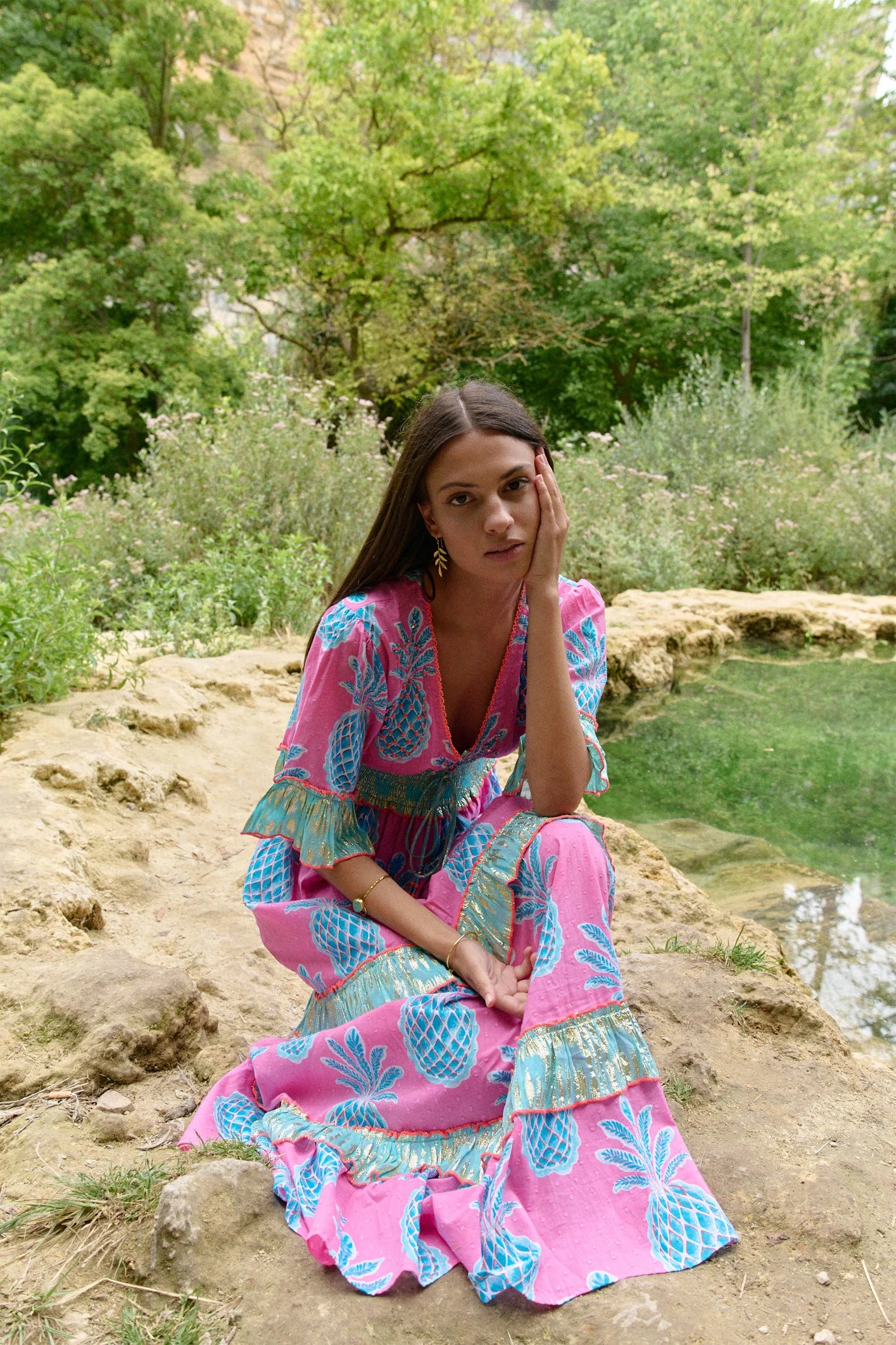 Vestido largo Pineapple rosa