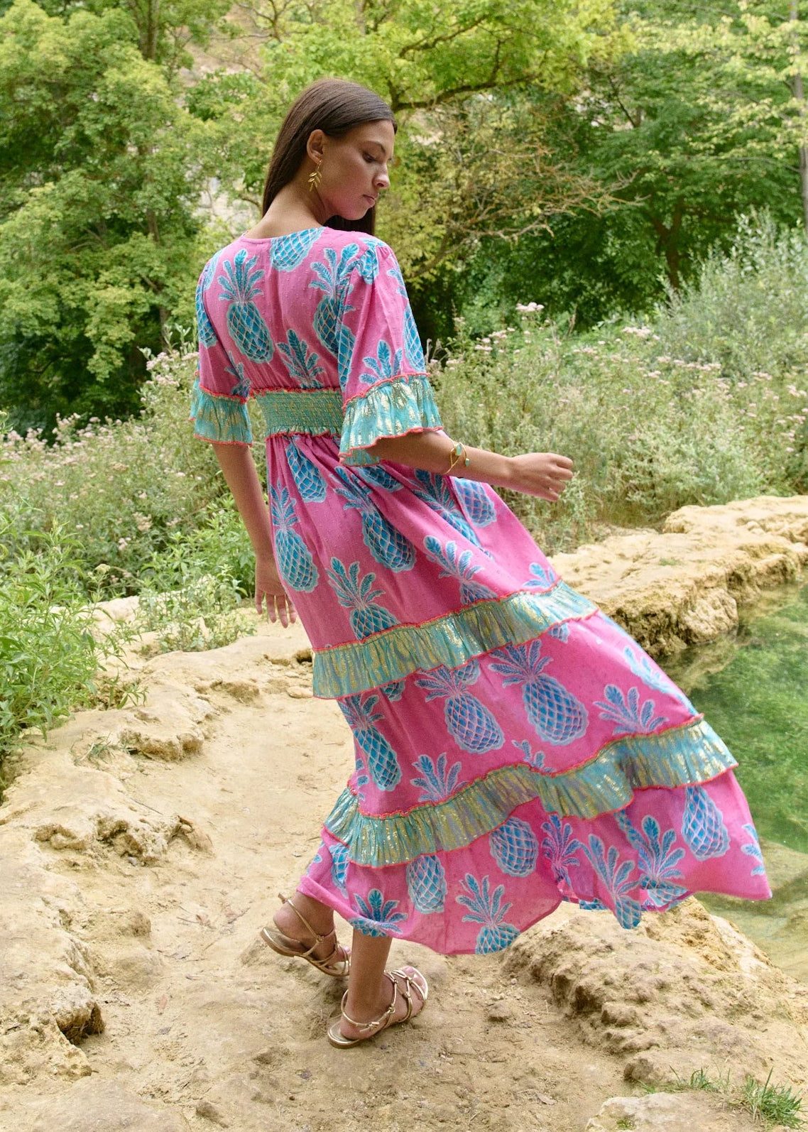 Vestido largo Pineapple rosa