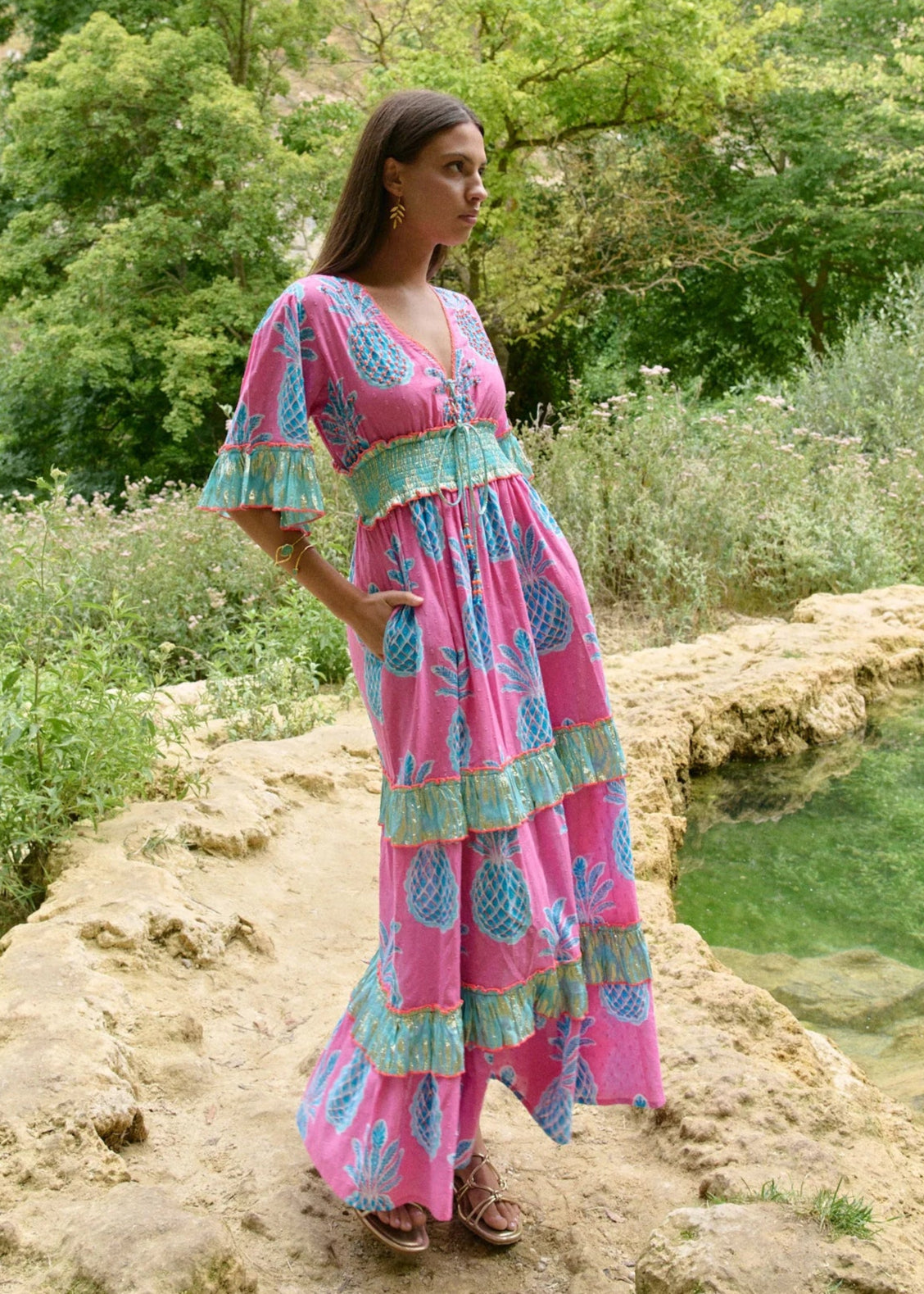 Vestido largo Pineapple rosa