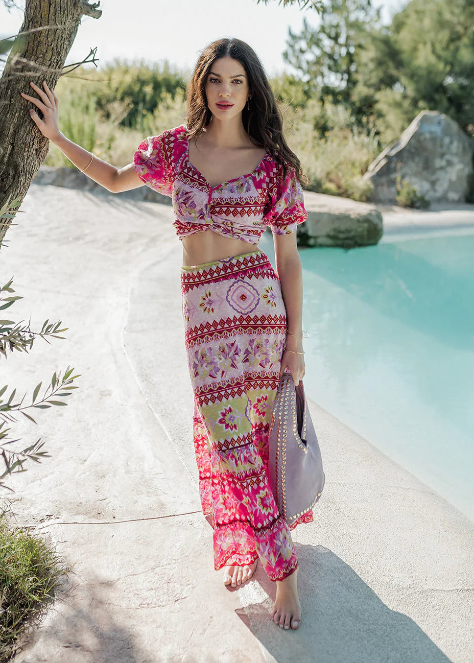 Falda larga Lombok red