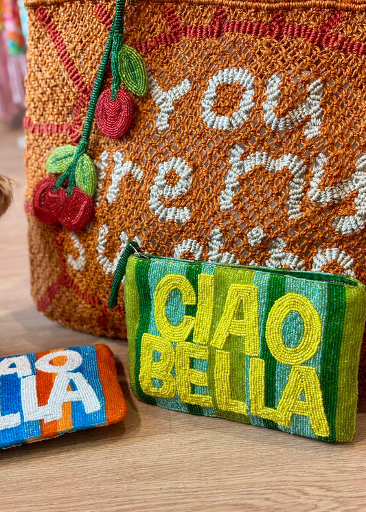 Cartera Bits ” Ciao Bella” Verde y Amarillo
