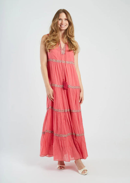 Vestido largo bordado Greta