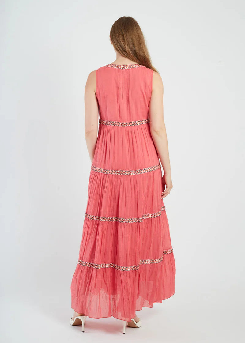 Vestido largo bordado Greta