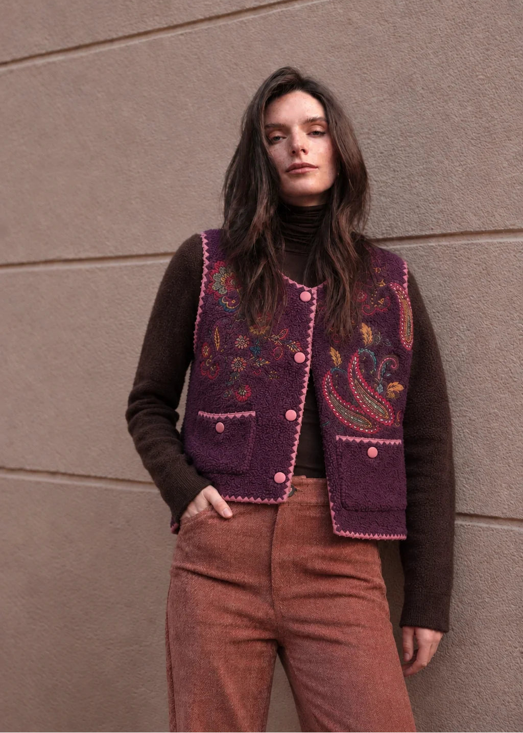 Chaleco Olivia malva