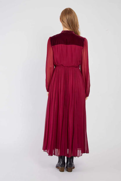 Vestido Largo bordado burgundy