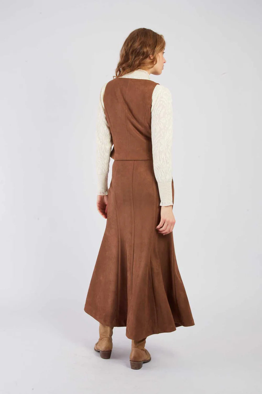 Falda larga acampanada camel