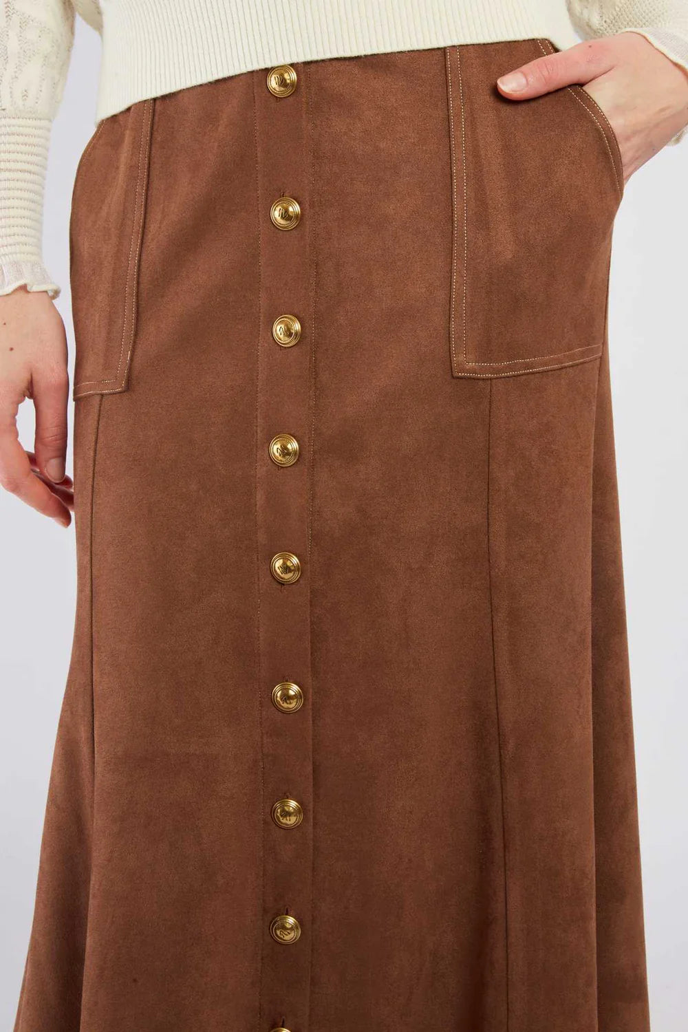 Falda larga acampanada camel