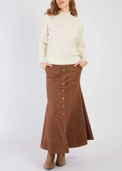 Falda larga acampanada camel