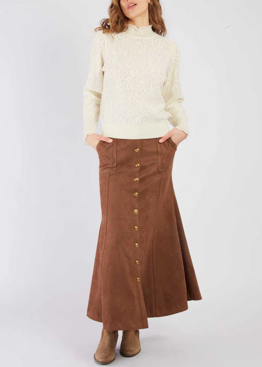 Falda larga acampanada camel