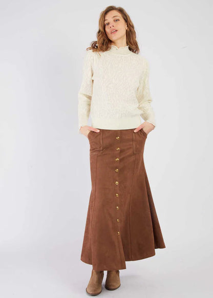 Falda larga acampanada camel