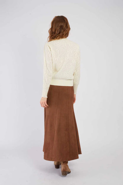 Falda larga acampanada camel