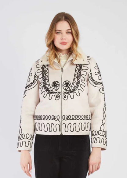 Chaqueta corta de ante sintético bordado RIVOLI