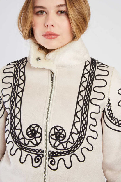 Chaqueta corta de ante sintético bordado RIVOLI