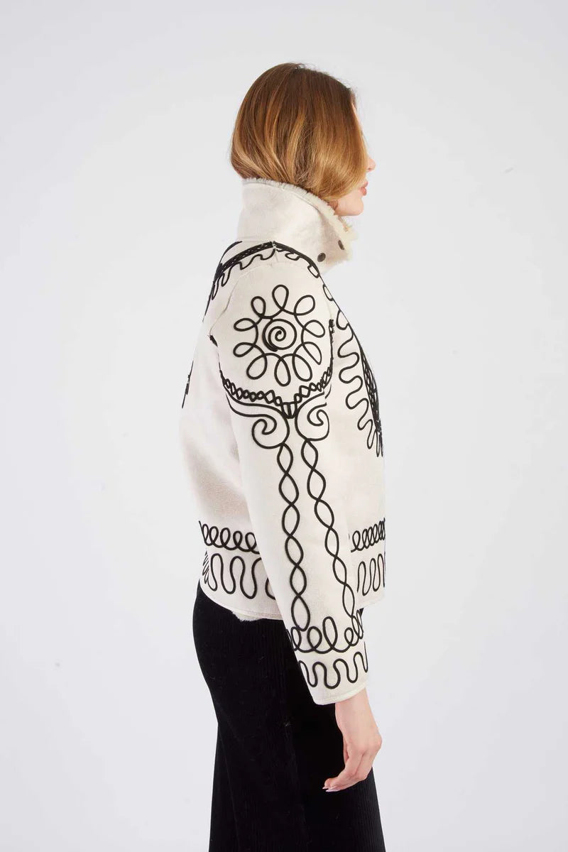 Chaqueta corta de ante sintético bordado RIVOLI