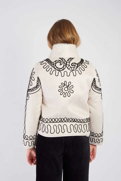 Chaqueta corta de ante sintético bordado RIVOLI