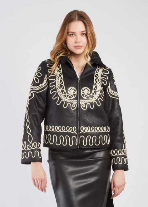 Chaqueta corta de ante sintético bordado RIVOLI