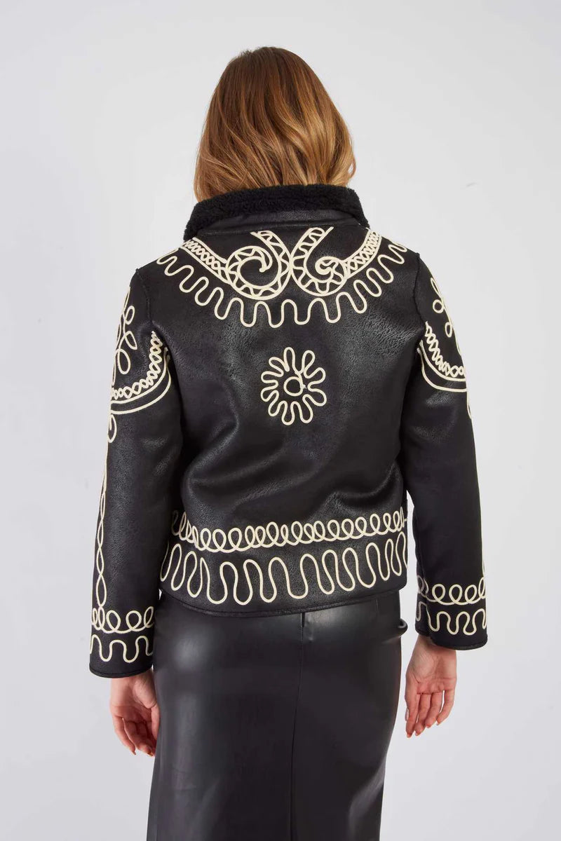 Chaqueta corta de ante sintético bordado RIVOLI