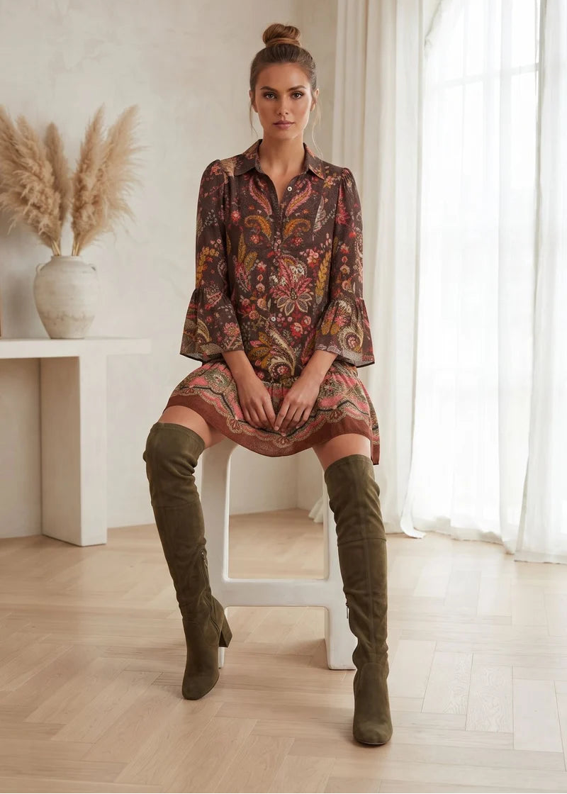 Vestido corto estampado Fawn
