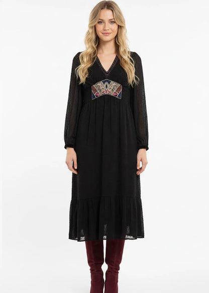 Vestido largo bordado Ally