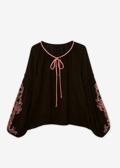 Blusa oversize bordado floral