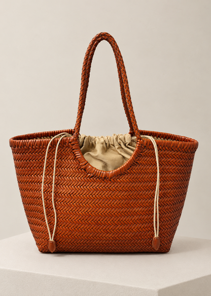 Bolso grande trenzado camel