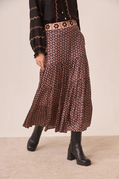 Falda retro de flores