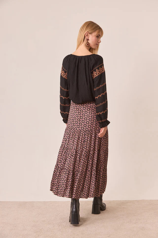 Falda retro de flores