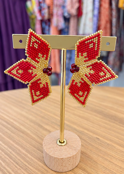 Pendientes flor roja