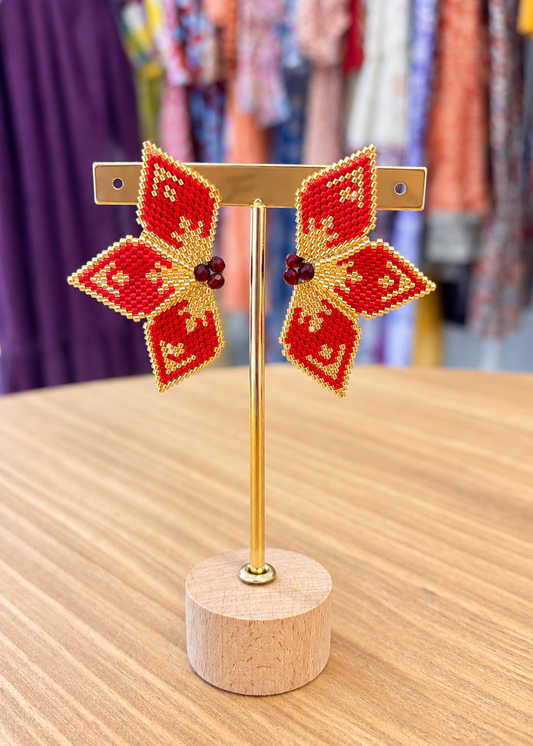 Pendientes flor roja
