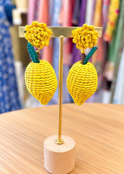 Pendientes iraca limón