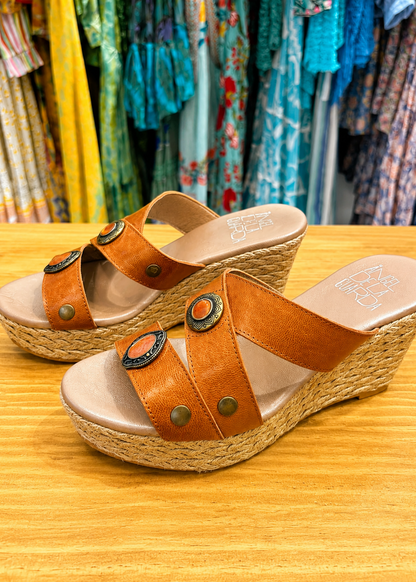Sandalias piel camel