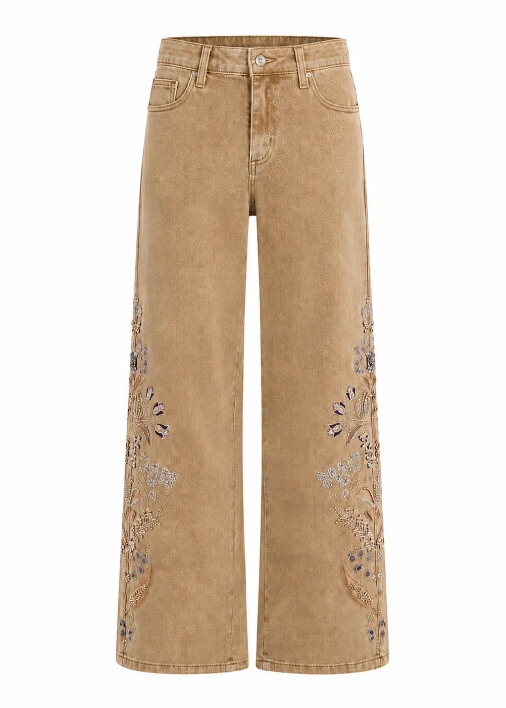 Jeans wide leg bordados